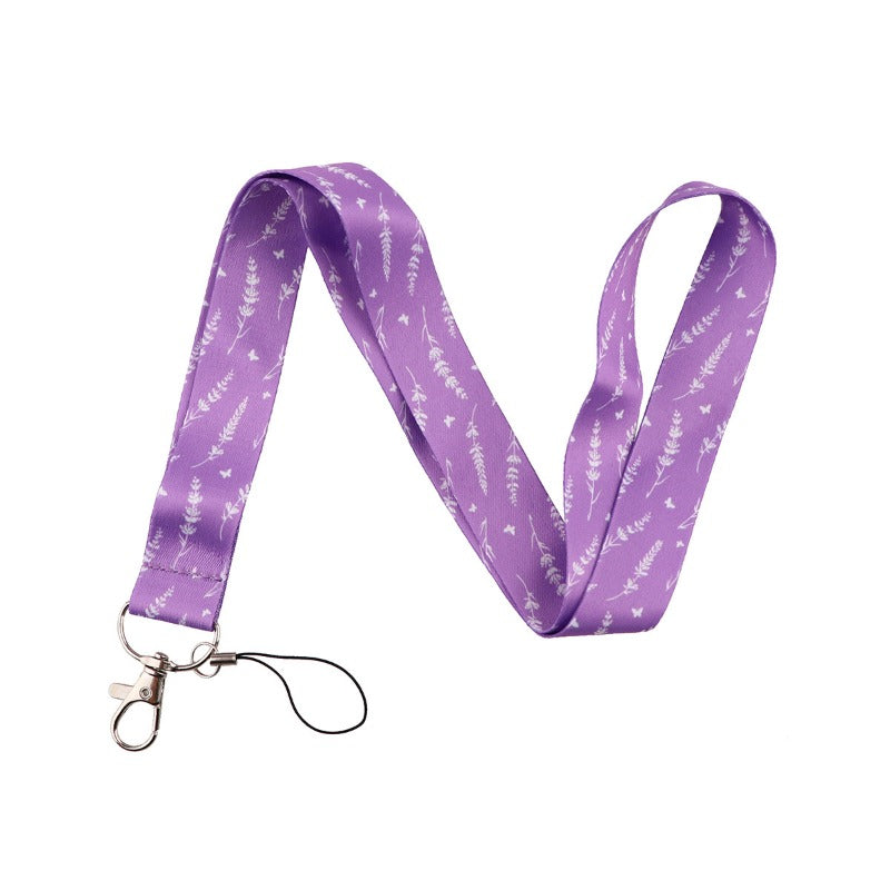 Wholesale 10pcs Small Daisy Lavender Flower Mobile Phone Lanyard Long Camera Work ID Durable Neck Lanyard